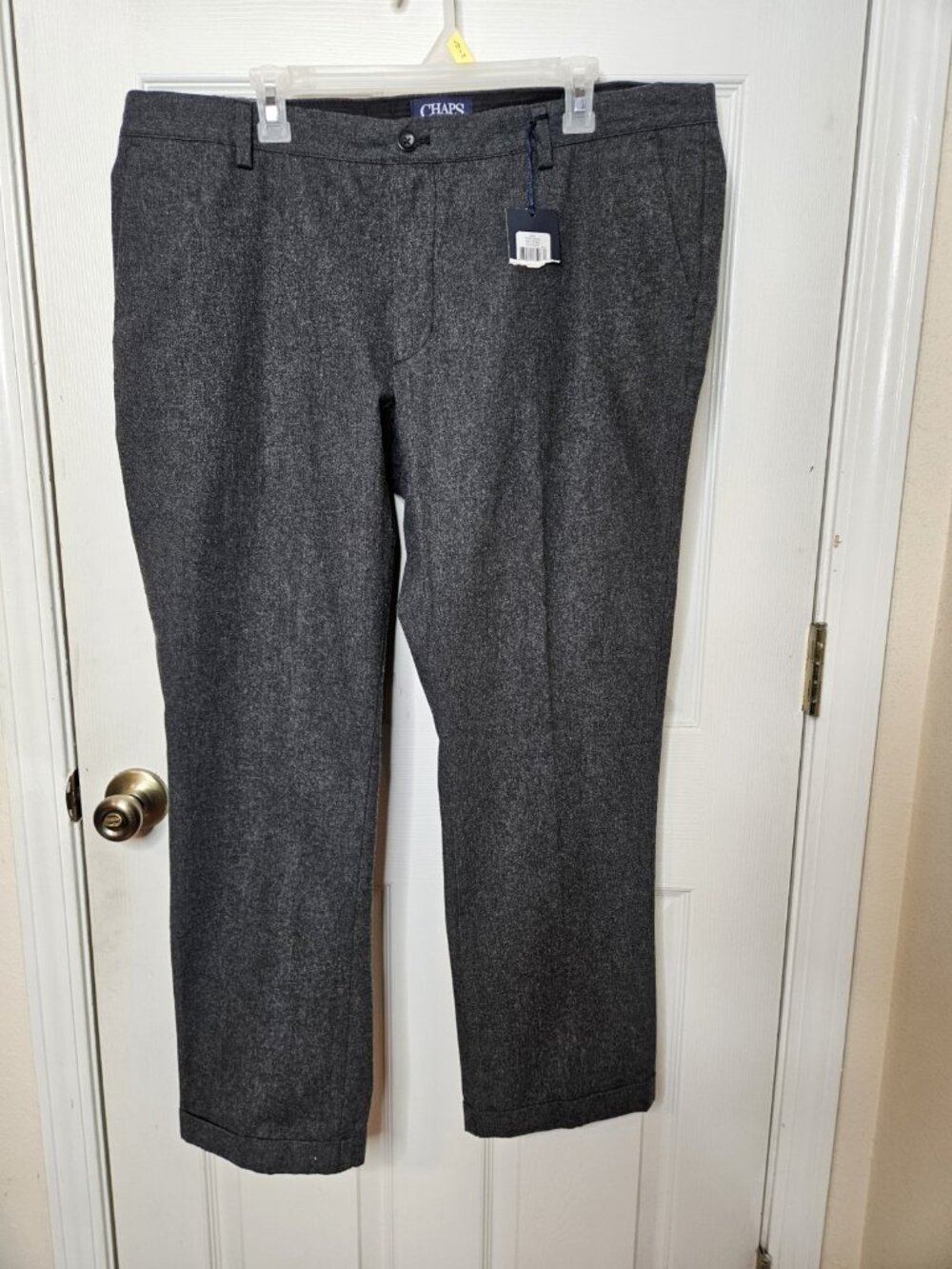 NEW Chaps Pants Mens 40x30  Custom Fit Cotton Blend Slash Pockets Dark Gray